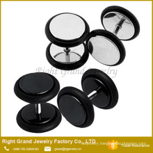 Customized Steel Black Plated Silicone O Ring Surgical Stainless Ear Stud Fake Plug